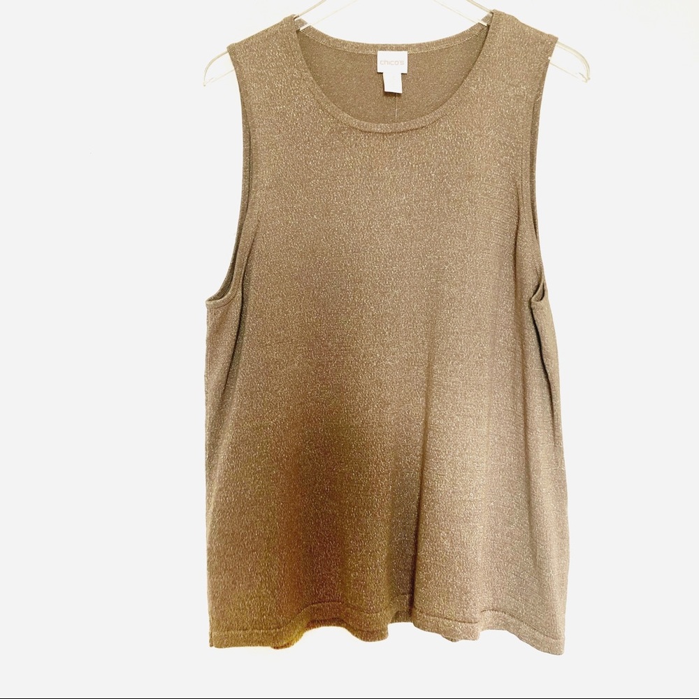 NWT PLUS Chico’s Gold Lurex Sweater Tank